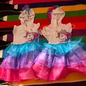 Two unicorn tutu dresses